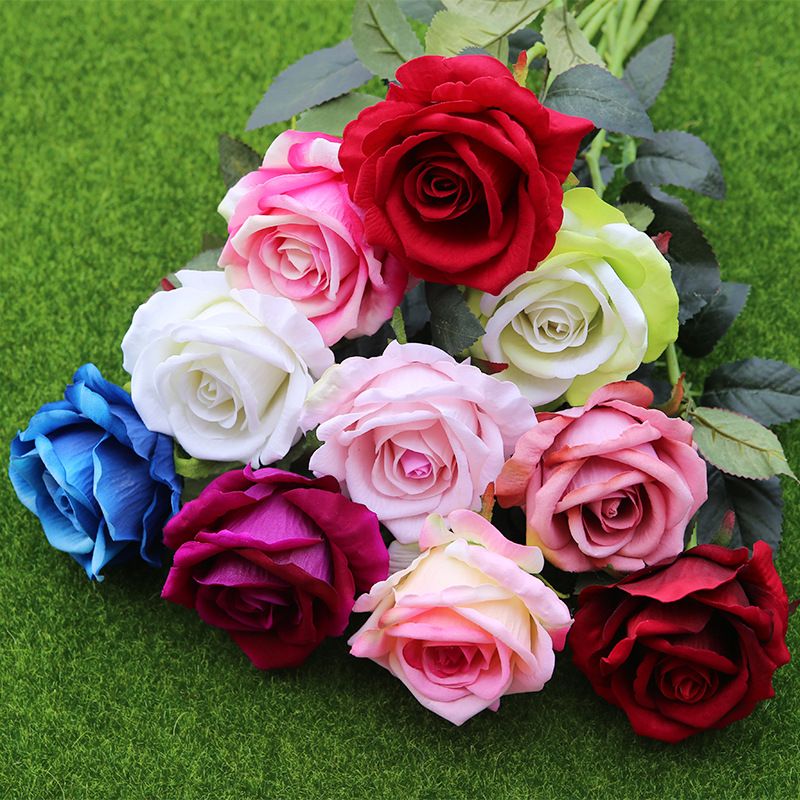 Acheter 9 Couleurs Artificielle Fleurs Rose De Mariage Bouquet Rouge Blanc Rose Fleurs De Soie Décoration De La Maison De Mariage Décoration De 155