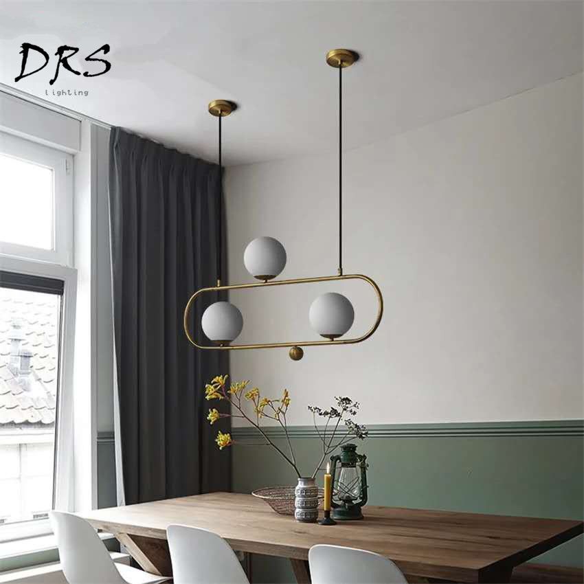 Post Modern Industrial Ins Chandelier Nordic Creative Design Bar Golden Hanging Lamp Lighting Glass Ball Hanging Light Fixture Ceiling Fans With