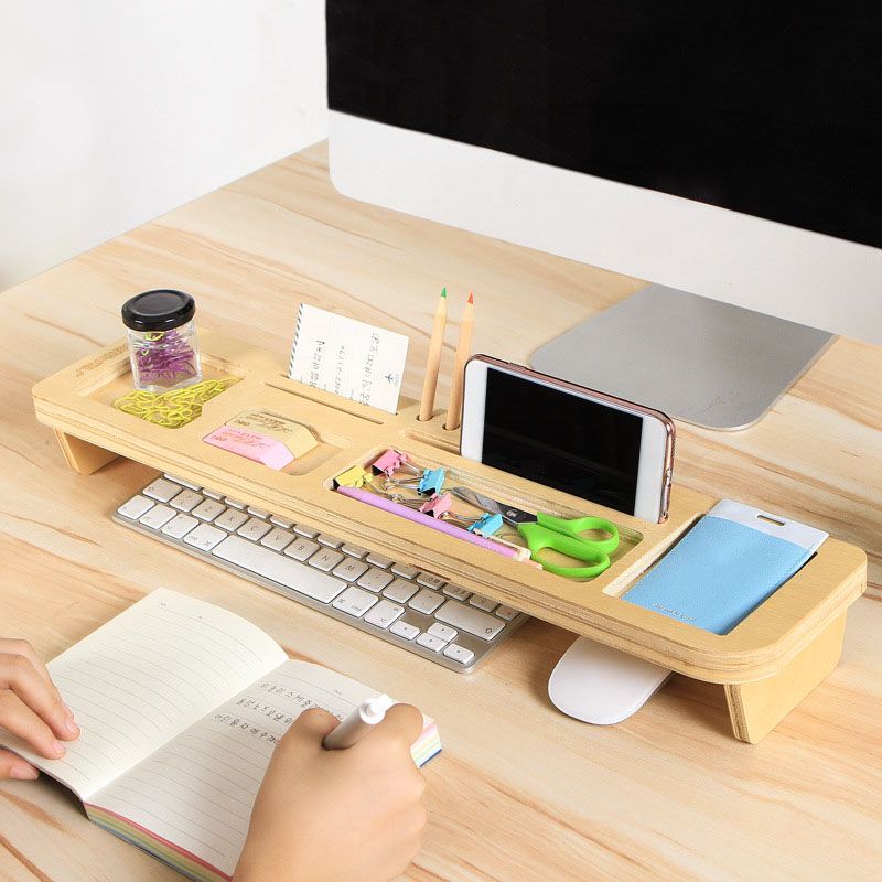 2020 Space Saving Wood Shelf Desk Organizer Storage Box