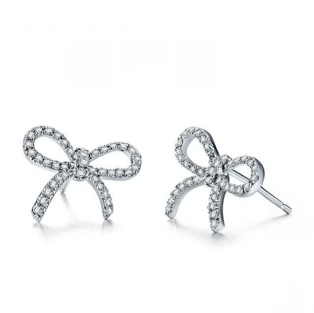 Plata mariposa Rhinestone Diamante Aretes