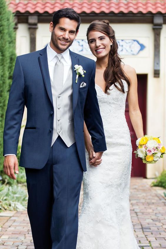 Acheter Nouveau Marine Bleu Costumes De Mariage Hommes Costumes De Luxe Fait Sur Mesure époux Formel Meilleur Homme Tuxedo Terno Masculino 2 Pièces