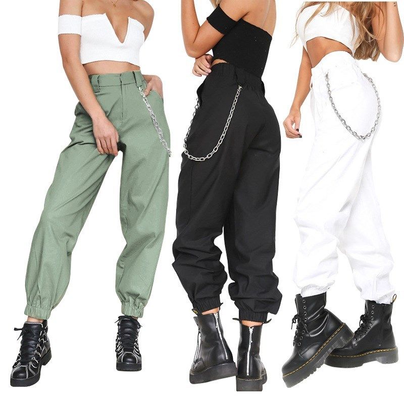 Acquistare i 2018 Catena Tasca Pantaloni Cargo Femminile Gamba Larga  Pantaloni Casual Fitness Streetwear Donna Pantaloni S18101606 Economico |  Consegna Veloce E Qualità | DHgate Italy
