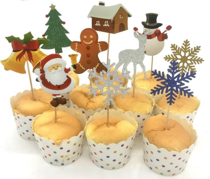2020 Christmas Cupcake Topper Christmas Theme Santa Claus Elk Cupcake Topper Picks Christmas Party Decorations Kids Event Party Supplies Fa From Cosmose 27 64 Dhgate Com