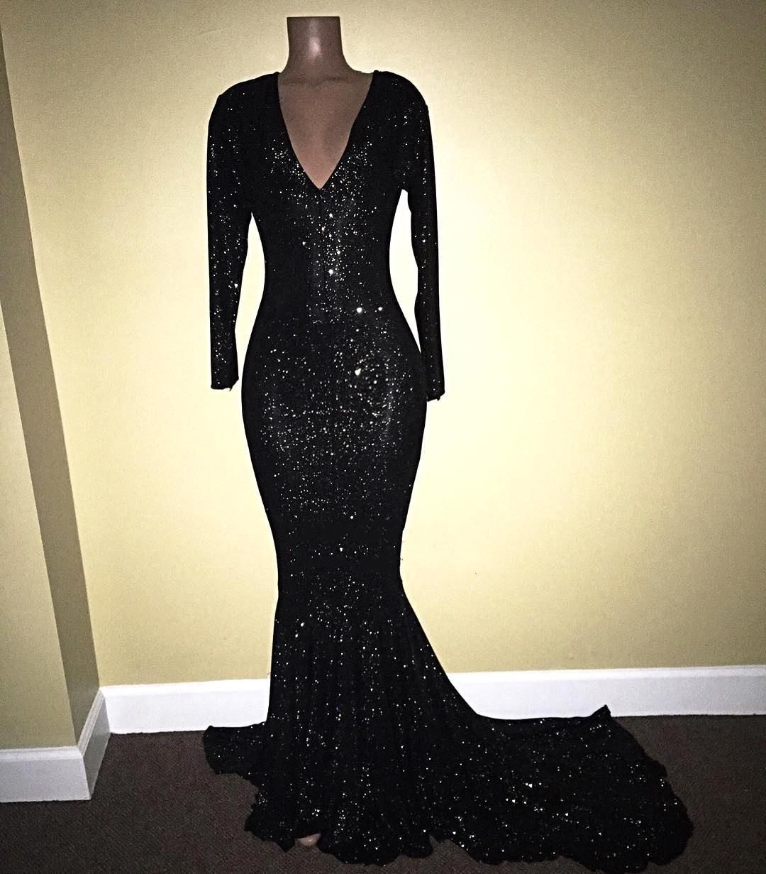 black sequin evening dresses