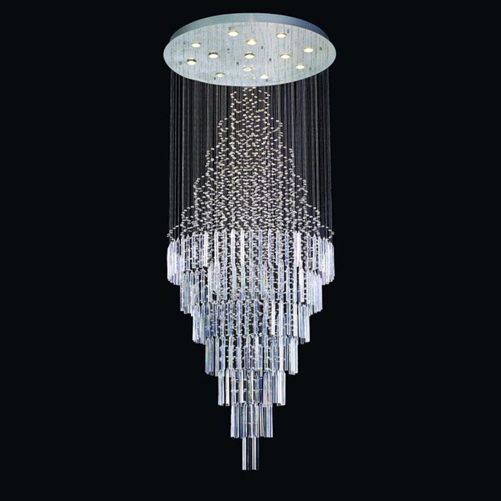 Modern LED Rain Drop Crystal Suspension Luxurious Pendant Flushmount