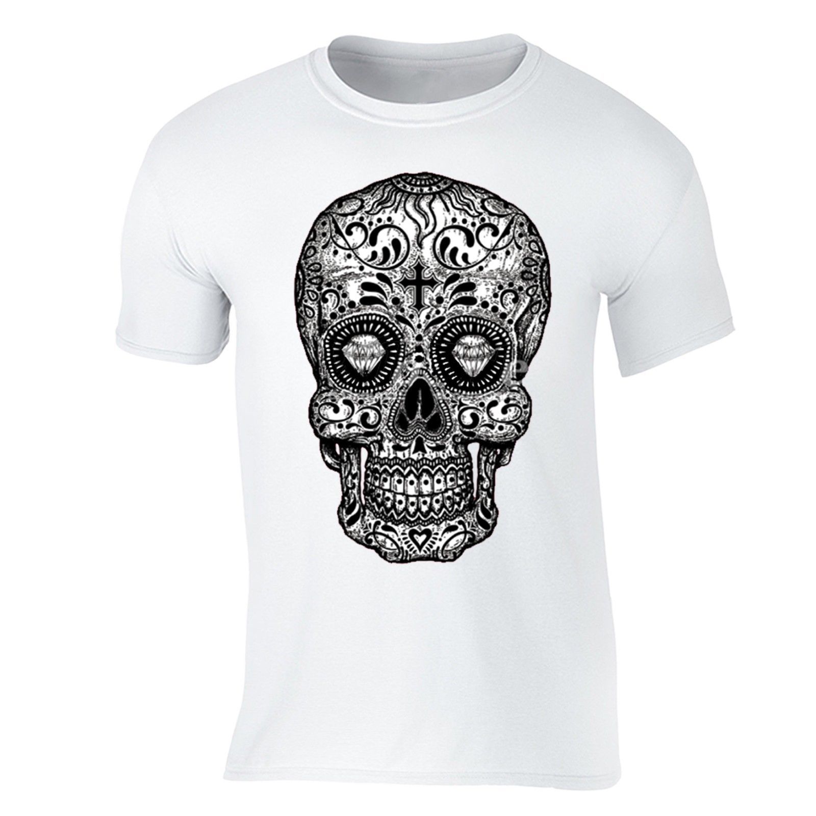 Mexican Skull T shirt Day Of The Dead Goth Rockabilly Printed Graphic Tee
