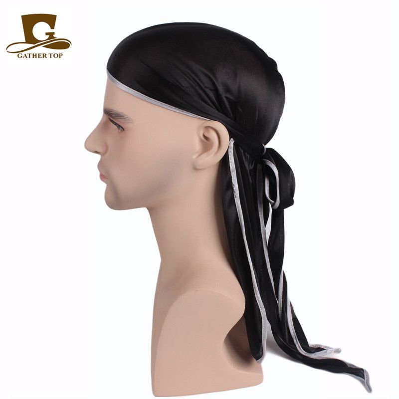 Unisex Men Women Satin Breathable Bandana Hat Rag Long Tail Headwrap