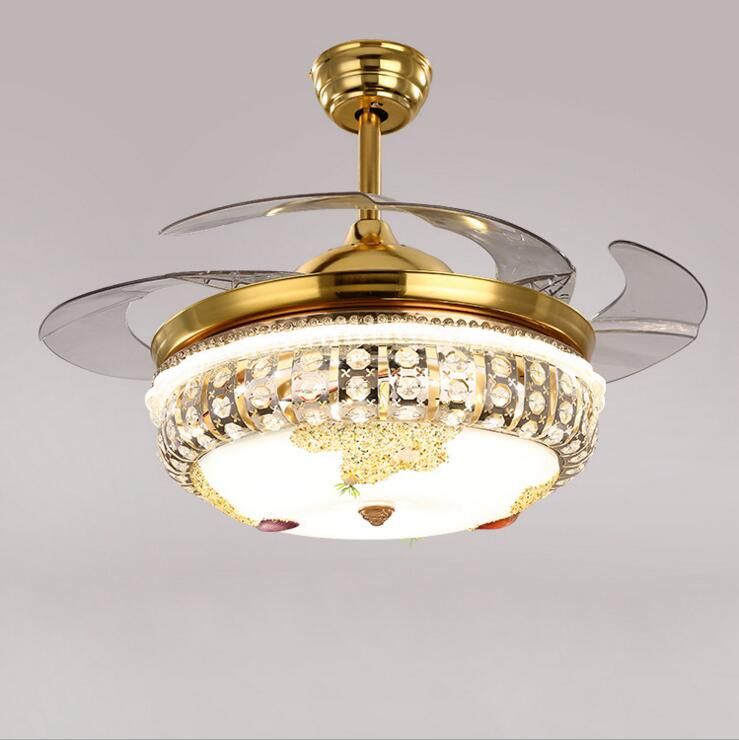 2019 42 Inch 220 240v Led Crystal Fan Lights Living Room