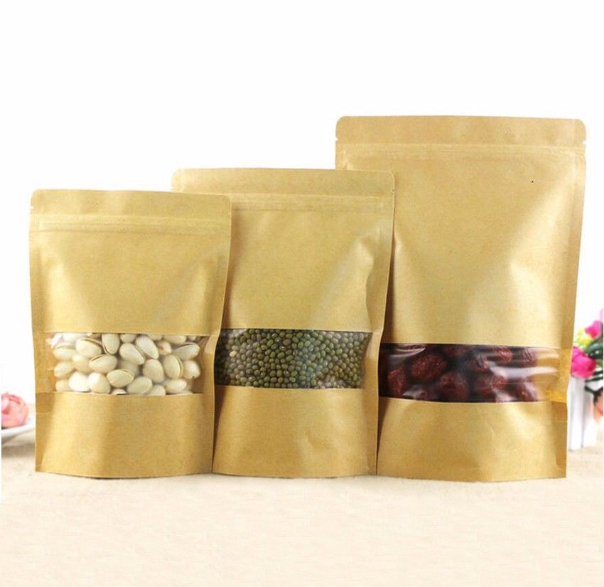 Download Acheter Sacs En Papier Kraft Fermeture À Glissière Stand Up Refermable Scellant Des Sachets Pour ...