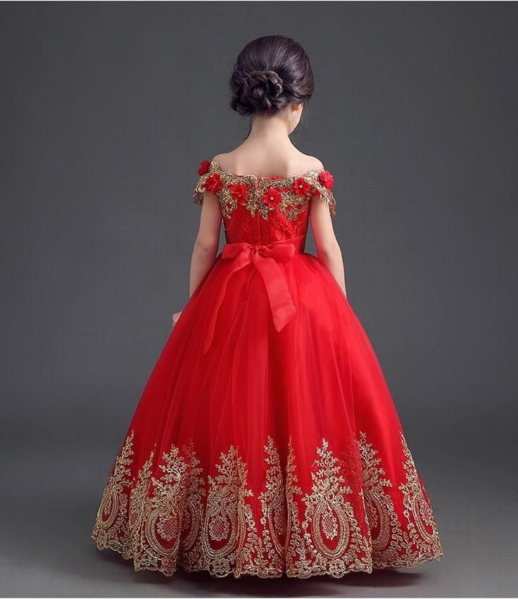 Vestidos elegantes elegantes de roja fuera del hombro Aplique palabra de longitud vestido de