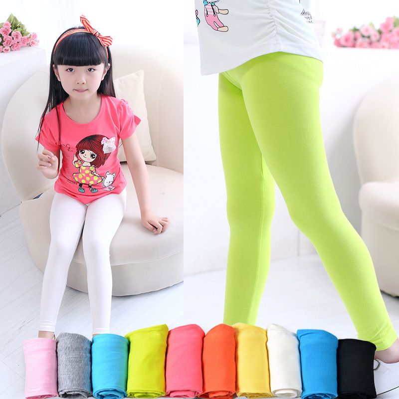 Legging Girls Pants Candy Color Kids Skinny Full Length Trouser Clothes Children