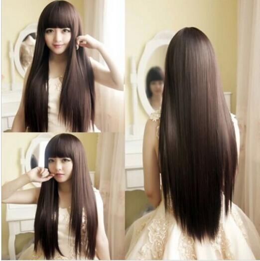 New Fashion Style Womens Girls Cosplay Party Long Straight Hair