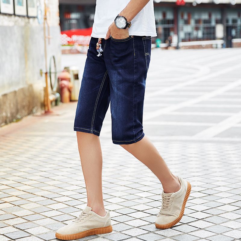 men's below the knee jean shorts