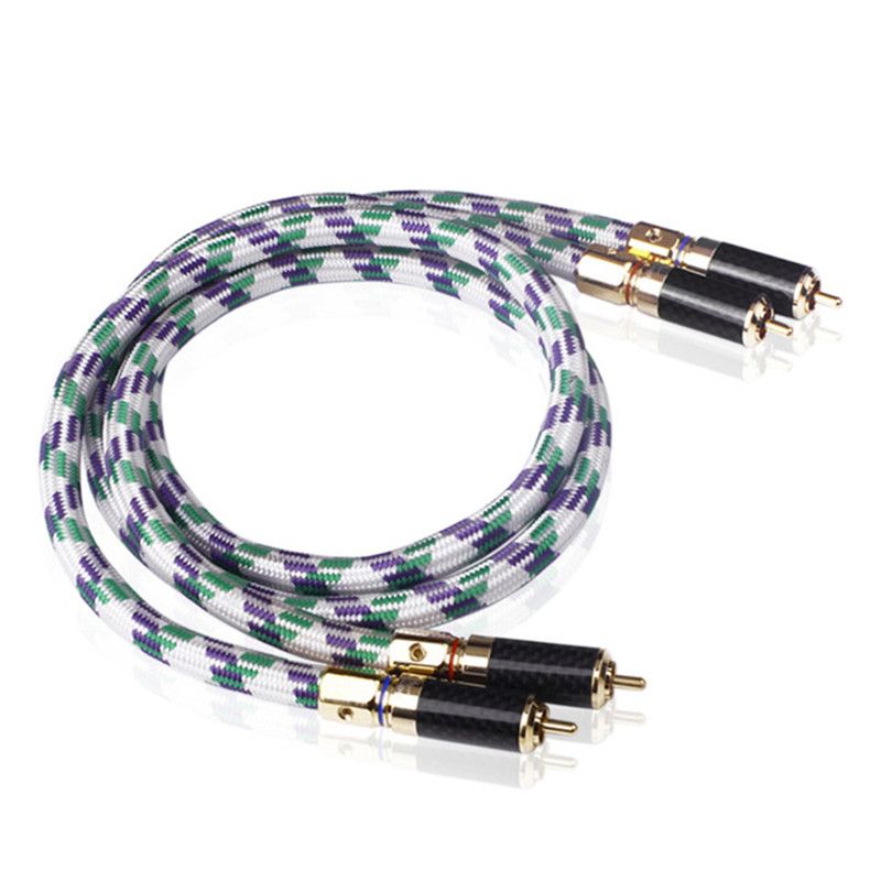 Hi-Fi Copper Stereo 2×RCA to 2×RCA Male Audio Signal Cable Amplifier Video Cord