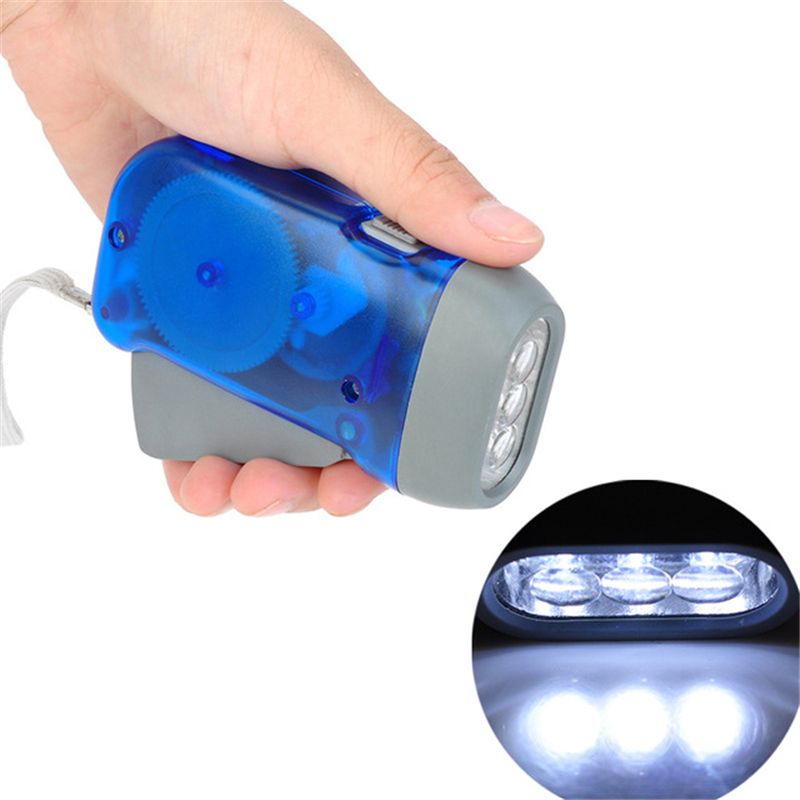 3 LED Dynamo Wind Up Taschenlampe Taschenlampe Handpresse Camping Grau C1Z1 