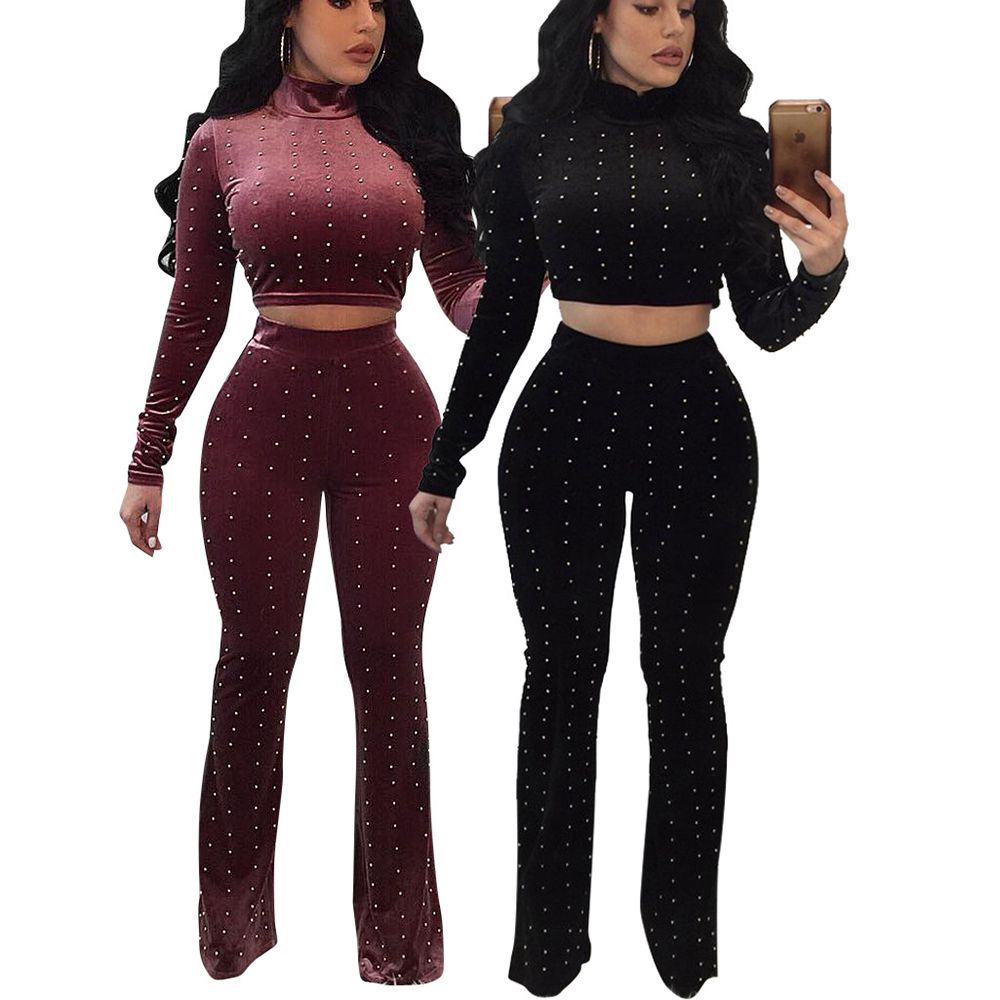 Velvet two piece pants set Clearance
