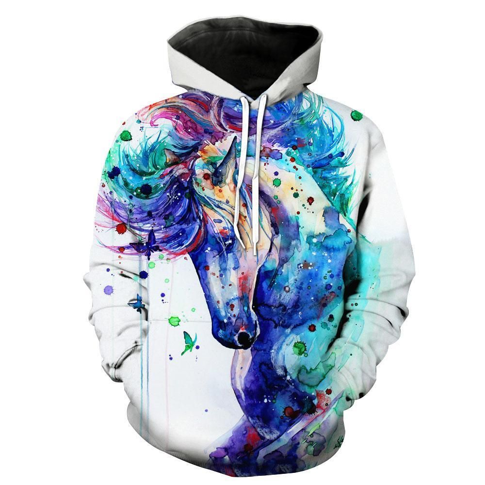 2020 3d Hoodies Brand Winter Women Sweatshirt Horse 3d Printed Cartoon Hoodie Pullovers Colorful Ink Hoodies Couples Sweatshirts S 5xl From Connie1111 13 34 Dhgate Com
