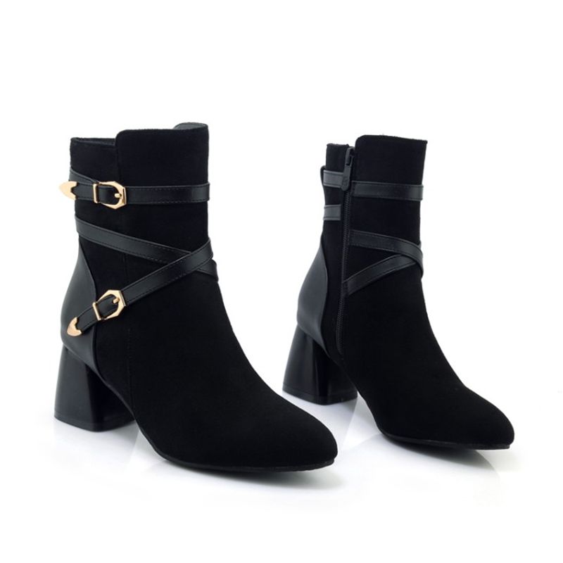 womens black square toe ankle boots