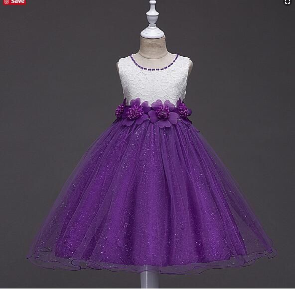 purple and white flower girl dresses