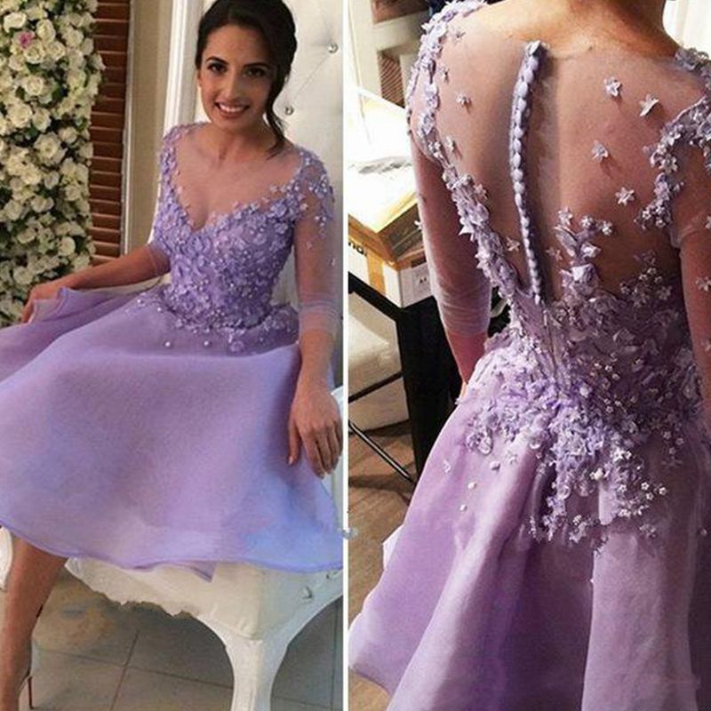 lavender short prom dress