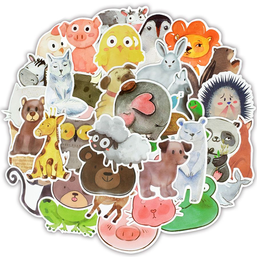 50 PCS Watercolor Animal Stickers Toys for Kids DIY Home Laptop Luggage Scrapbook Water Bottle Skateboard Guitar Bike Motorcycle Car Gifts 50 PCS Watercolor Animal Stickers Toys for Kids DIY Home Laptop Luggage Scrapbook Water Bottle Skateboard Guitar Bike Motorcycle Car Gifts