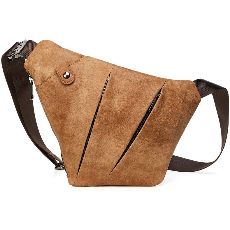 2020 Brown Matte Genuine Leather Shoulder Messenger Crossbody Bag