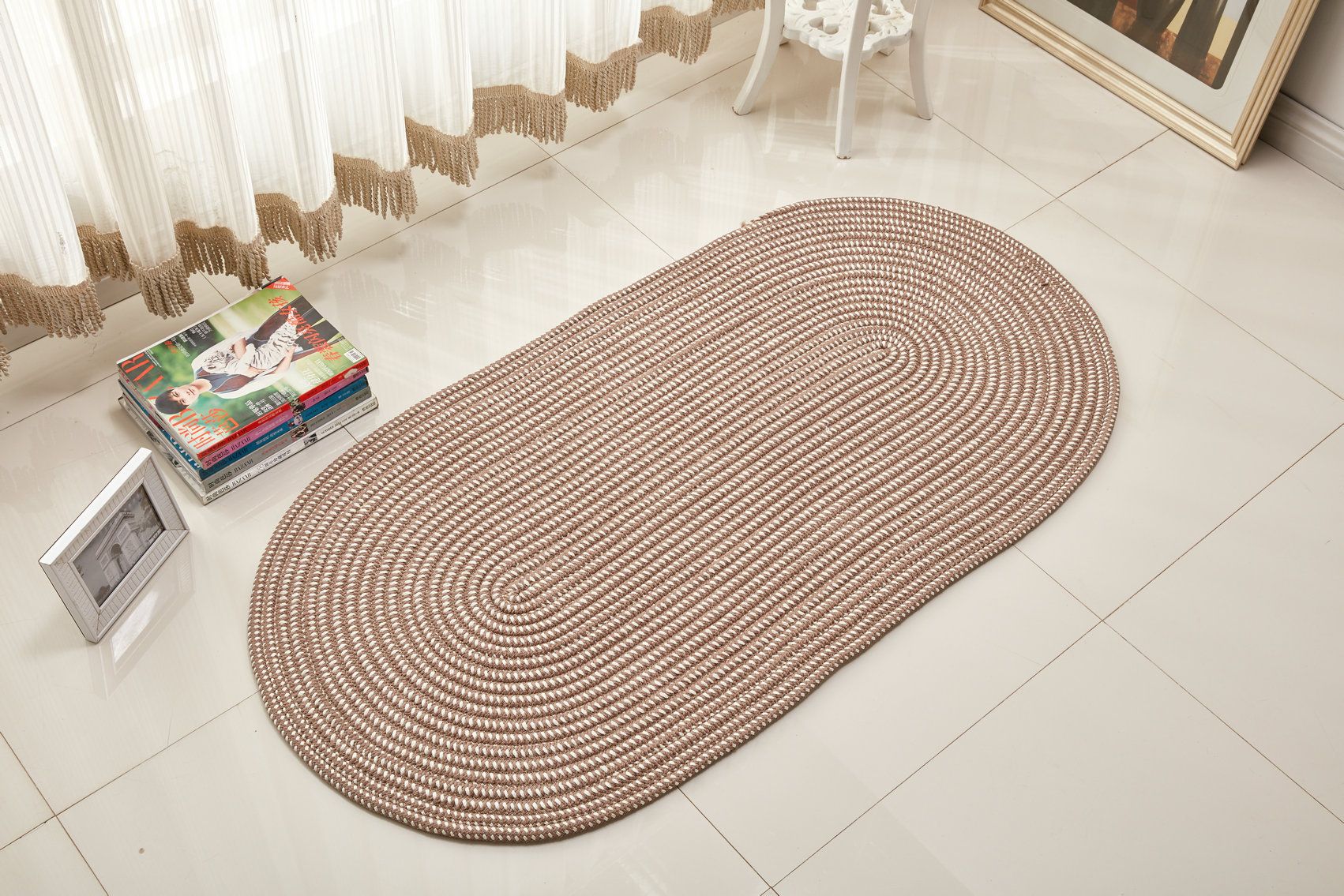 Handmade Weave Oval Carpets For Living Room Solid Computer Chair