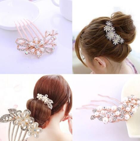 Korean Sunflower Five Teeth Diamond Drill Hair Ornament Pearl