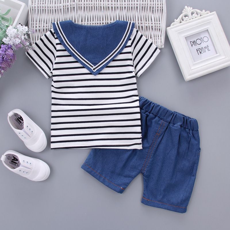 Acheter 1 4y Vetements De Bebe Ensemble Marin Style Bebe Costume Coton Vetements Pour Enfants Stripe Manches Courtes Pantalon Cravat Infant Bebe Garcon Vetements De 14 Du Kidsmart5 Fr Dhgate Com