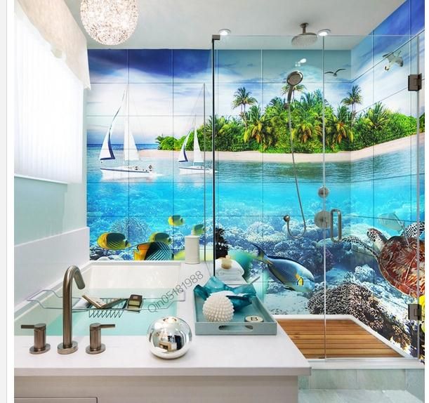 Grosshandel Sea Island Unterwasserwelt Badezimmer Wand Tapete Fur