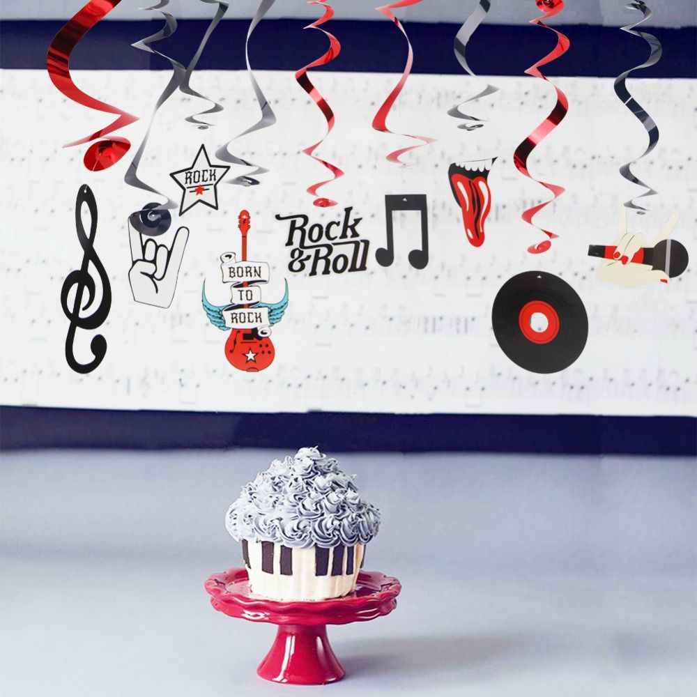 Pkg Rock Star Metallic Foil Hanging Swirls Rock N Roll Whirls