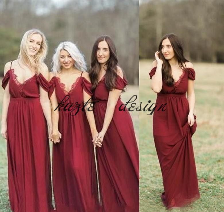 red maroon bridesmaid dresses