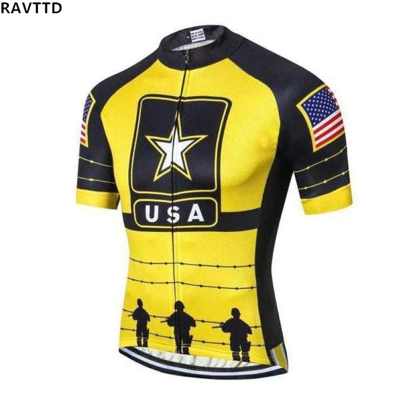 Men/'s Cycling Tops Clothing Jerseys Bike Short Sleeve Jersey USA Flag Shirt Team