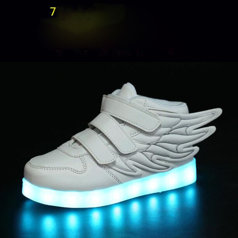 Big Size Kid Usb Charging Led Light Casual Shoes Wings Style
