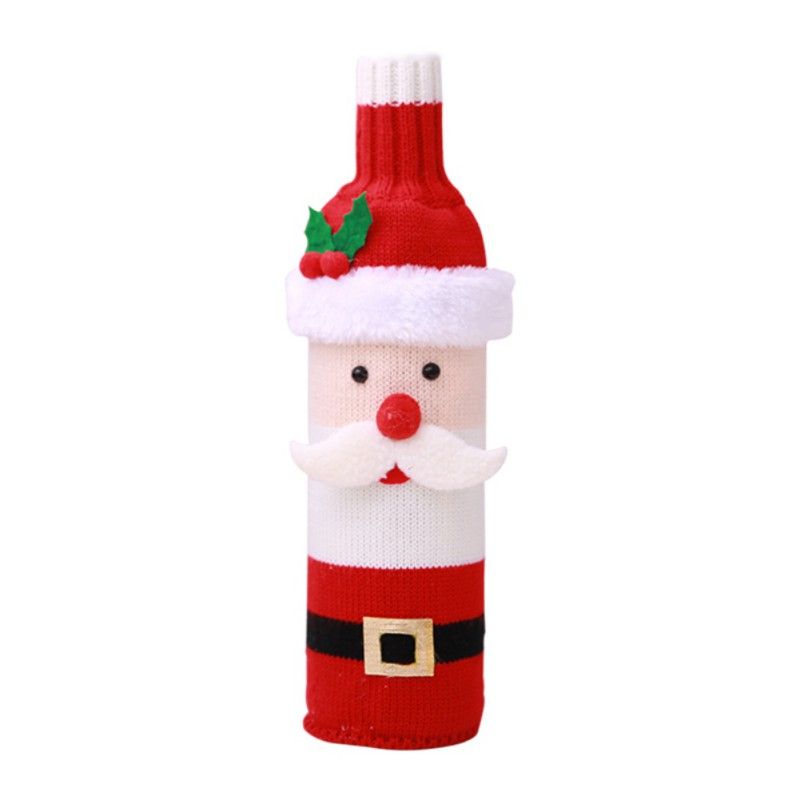 QKTYB 2pz Coperchio per Bottiglia di Vino Natalizio Maglione Bottiglia Fatto a Mano Copri Bottiglia Vino Lavorato a Maglia Pupazzo Neve Babbo Natale Protezione Decorativa Bottiglie di Vino