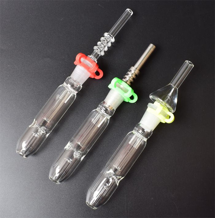 Acessórios para fumar Mini néctar tubos de vidro colecionador com 10mm 14mm 18mm Titanium quartzo ponta de petróleo concentrar palha de bong de vidro