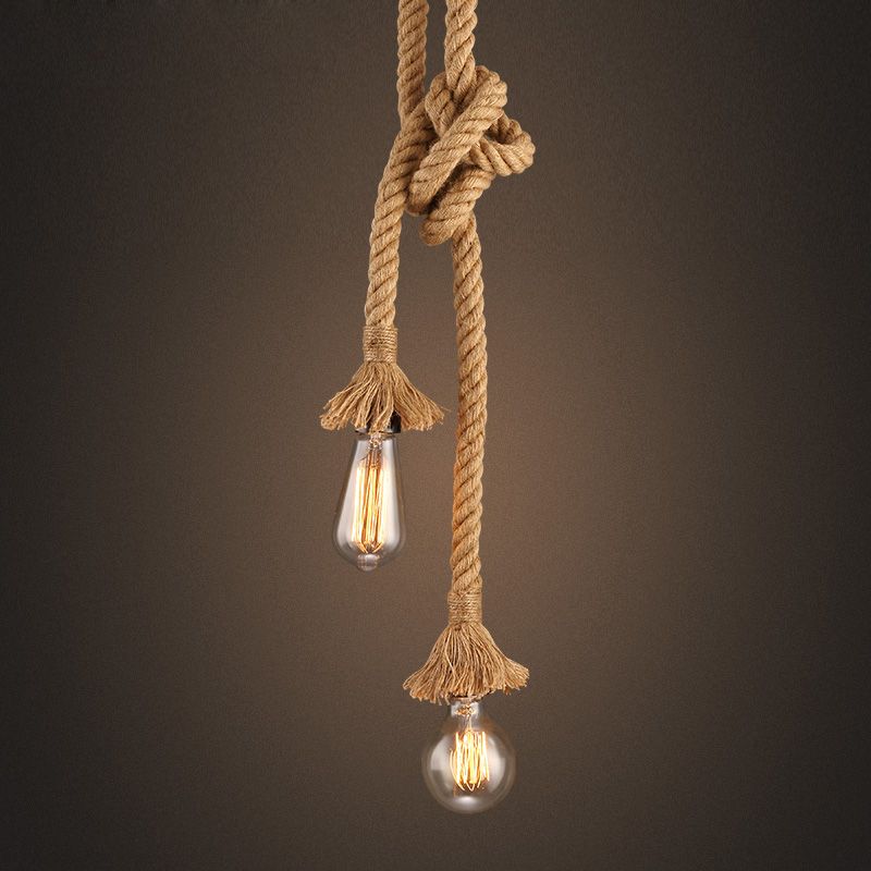 Double Head Hemp Rope Pendant Light Knitted Indoor Lighting Shop