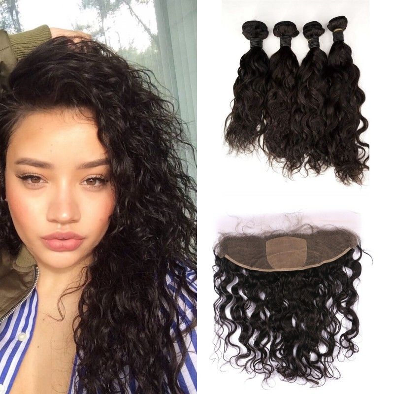 Wet And Wavy Silk Base Frontal Closure With 4 Bundles Virgin