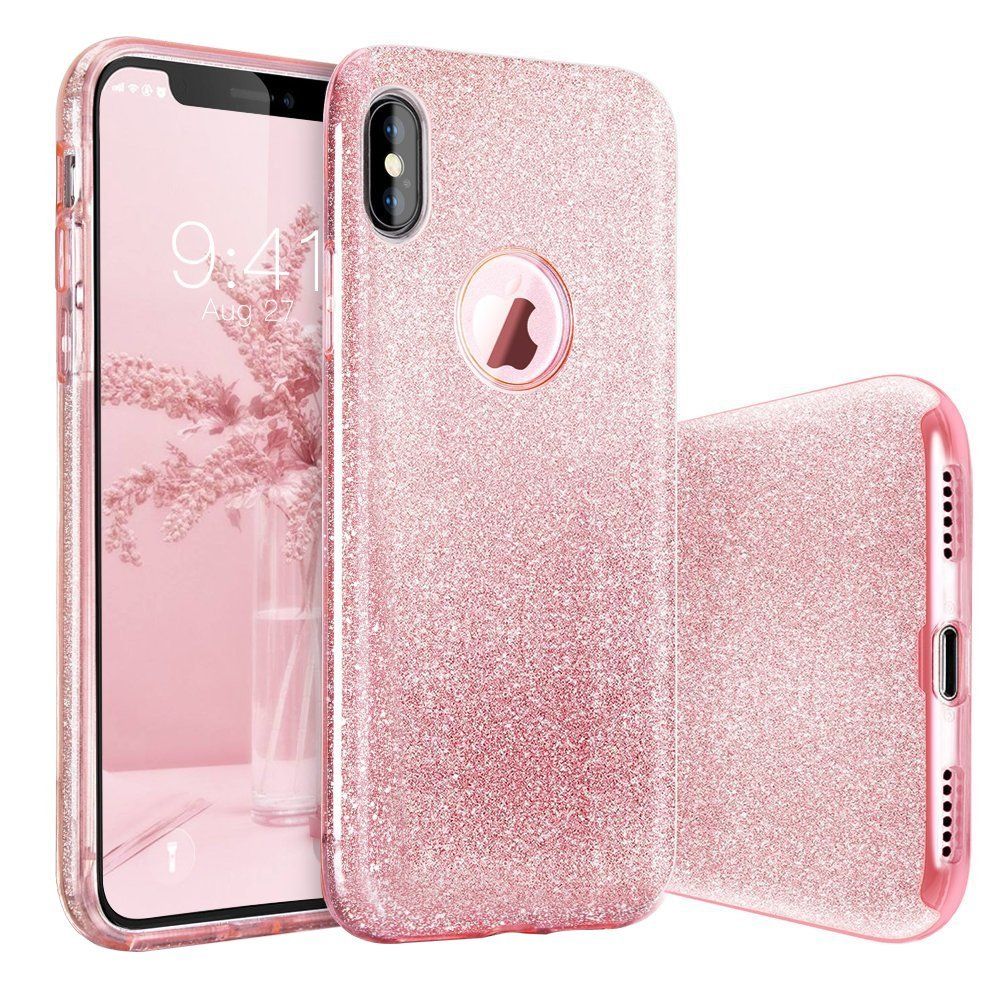 Funda con purpurina para iphone x 10 8 plus fundas de 3in1 de lujo