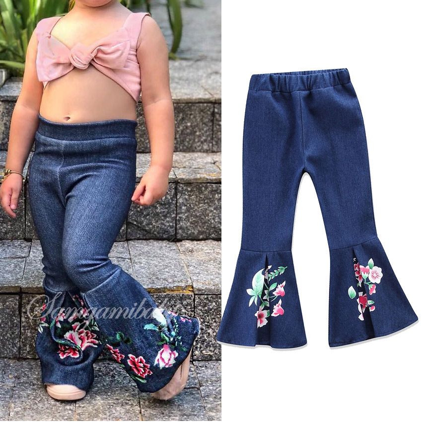 Compra 2018 Primavera Niños Niñas Pantalones De Flores De Mezclilla Bebé  Niñas Bordado Floral Jeans Bebés Moda Flare Pantalones Niños Ropa Barato |  Entrega Rápida Y Calidad | Es.Dhgate
