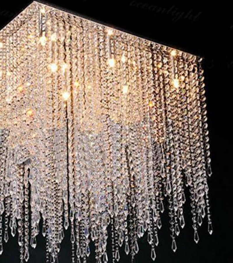 compre nueva lampara de arana de cristal cuadrada moderna lustre de cristal lamparas arana de sala de estar lampara led l600 w600 h800mm a 351 13