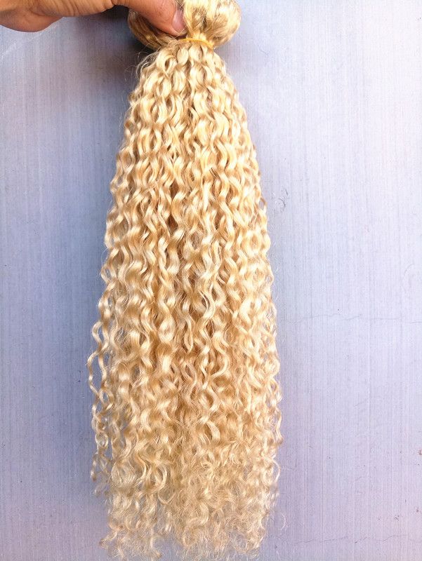 Nova Chegue Brazilian Virgin Virgem Remy Clips Ins Extensões de Cabelo Curly Hair Trenão Cor Loira A 9pieces com 18Clips