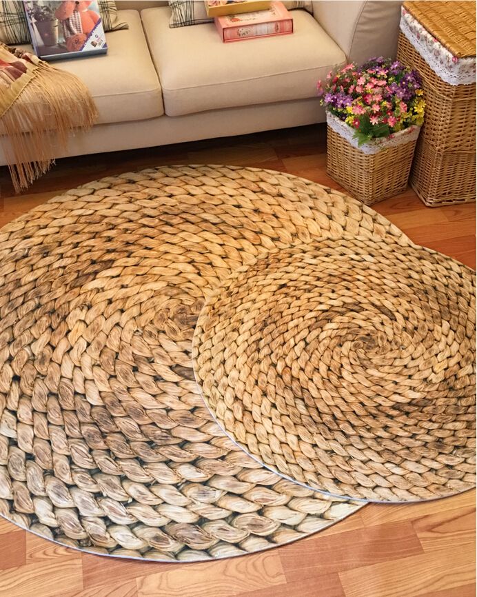 Printing Round Carpet 3d Mat Farmhouse Style Modern Minimalist