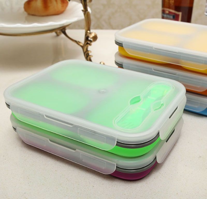 Silicone Collapsible Food Storage Containers Folding Lunch Box Retractable Bowls