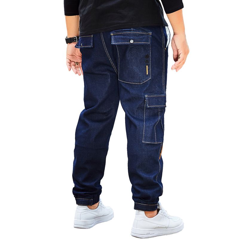 Men Multi Big Pockets Drawstring Denim 