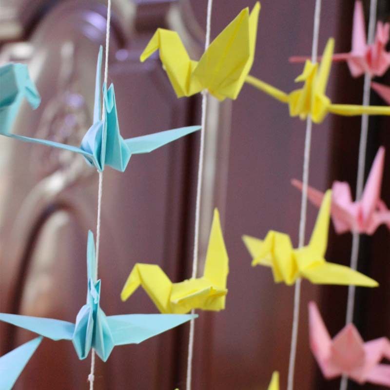Großhandel Handmade Garland Origami Kran Banner Für Hochzeit Dekoration Diy Papier Kran Party Banner Valentinstag Geburtstag Lieferungen Von