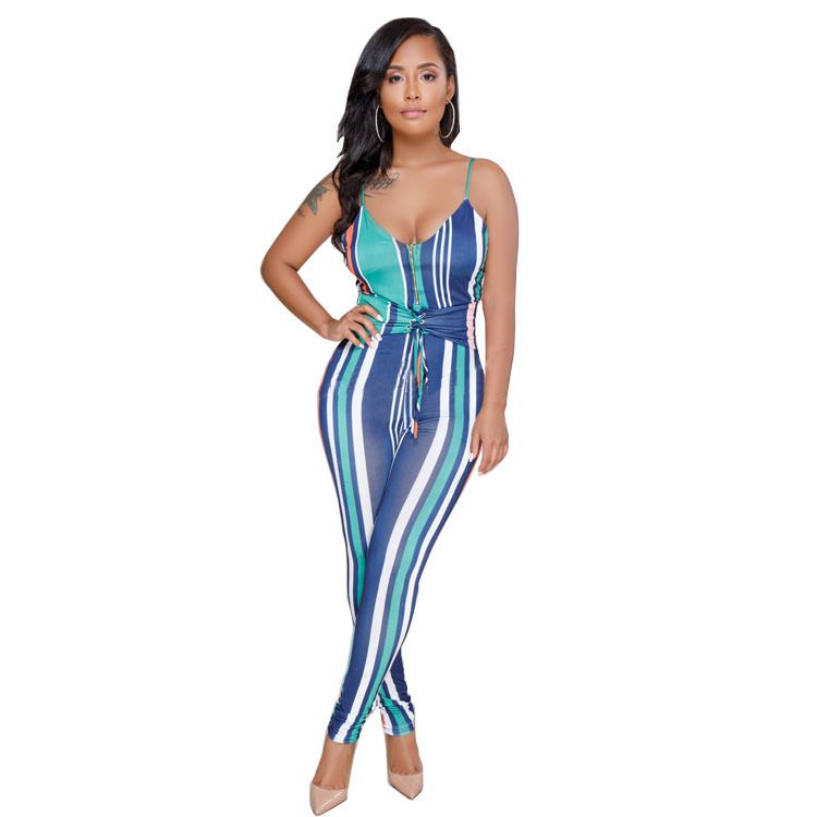 striped bodycon jumpsuit