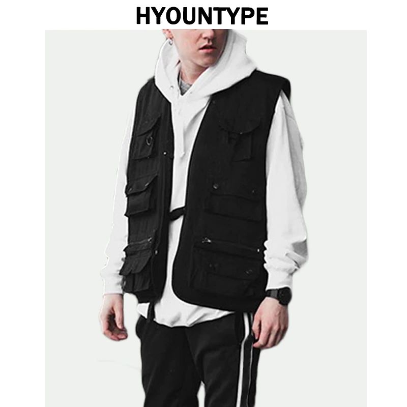 Acquista Hip Hop Zipper Senza Maniche Gilet Da Uomo Gilet Da Cargo Con  Tasche Giacca Militare Allentata New Streetwear Maglia Tattica Felpe Maglia  A 75,85 € Dal Netecool | DHgate Italy