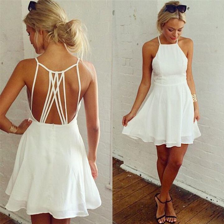 Ivory Sexy 2018 Vestidos Cortos Para Graduación Broma De Escuela Secundaria Por Encima De La Rodilla Mini Verano Espalda Abierta Informal De Fiesta De Graduación Por Encargo De 116,83 € | DHgate