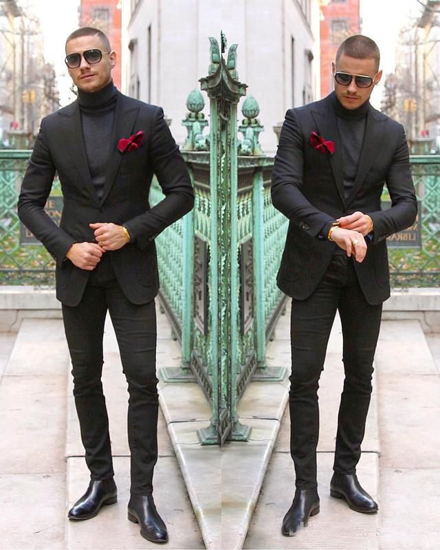 Compra Elegante Traje De Fiesta Para Hombre Negro Dos Piezas Por Encargo  Esmoquin De La Boda Slim Fit Novio Trajes Formales Chaqueta + Pantalones  Barato | Entrega Rápida Y Calidad | Es.Dhgate